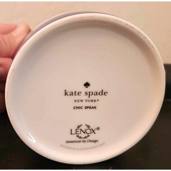 New w/Tag Kate Spade Lenox “Wise Guy” Chic Speak Blue White Stripe Coffee Mug - Picture 4 of 4